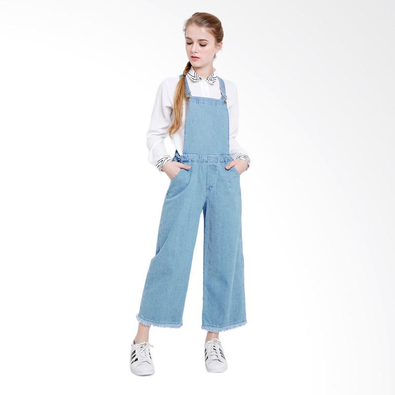 AGS&co Overall Jeans Cullotes in Jumpsuits Wanita - Light Blue