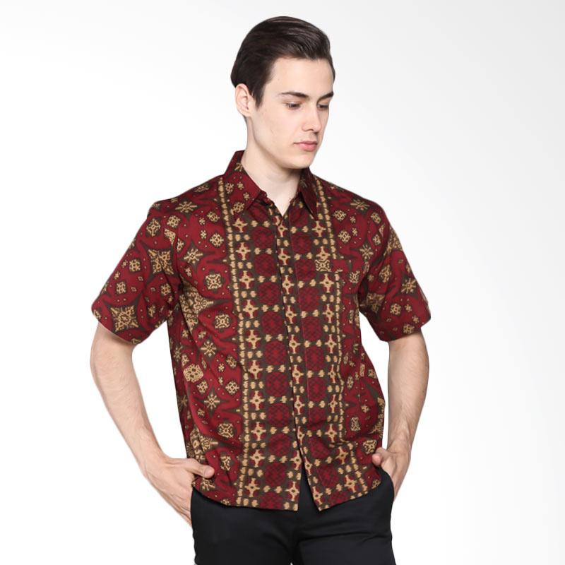 Batik Rengganis Hem Kawung Besar Baju Batik Pria - Maroon