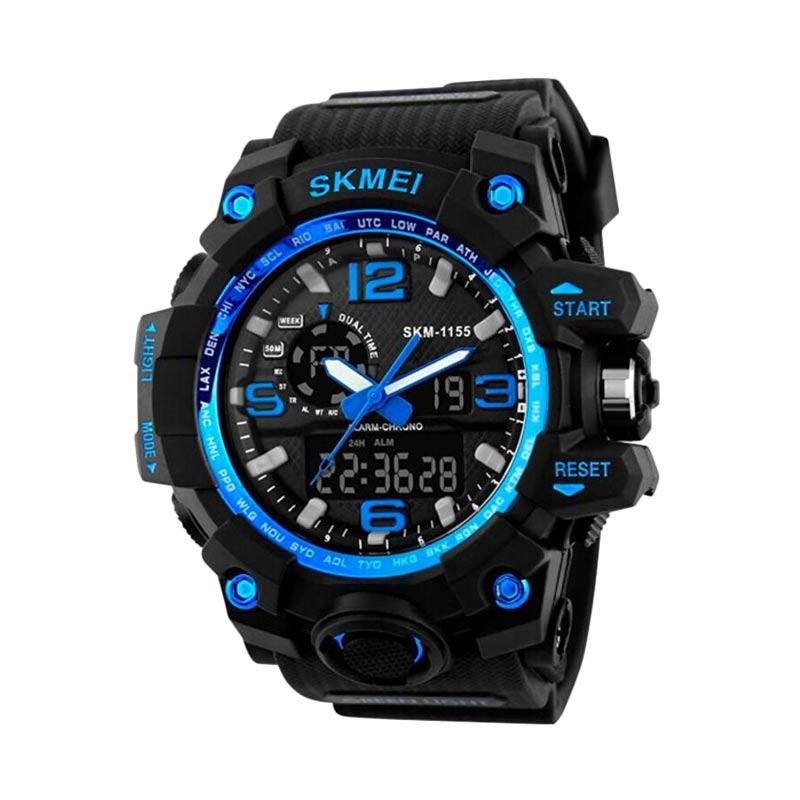 Skmei Casual Men Rubber Strap Watch Jam Tangan Pria AD1155 - Hitam Biru