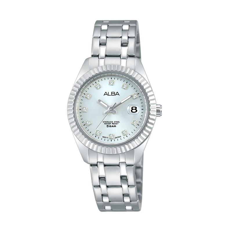 Alba AH7G09X1 Tali Logam Analog Quartz Jam Tangan Wanita - Putih Silver