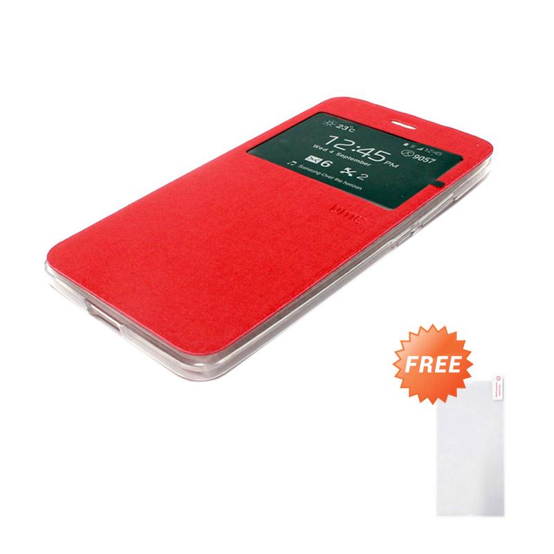 Jual Ume Flip Cover Casing for Xiaomi Redmi Note 3 - Merah + Free Tempered Glass