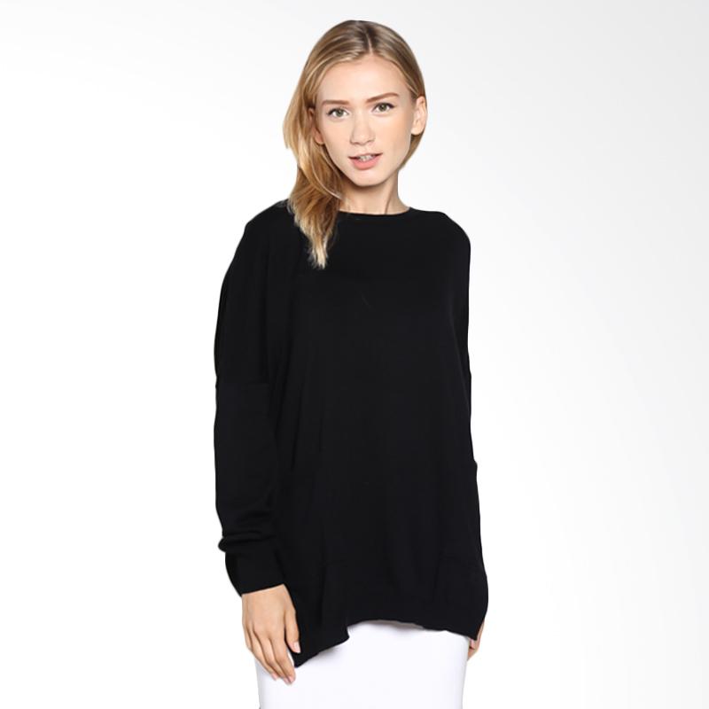 Noir Sur Blanc Liam knitwear poncho sweater Wanita - Black
