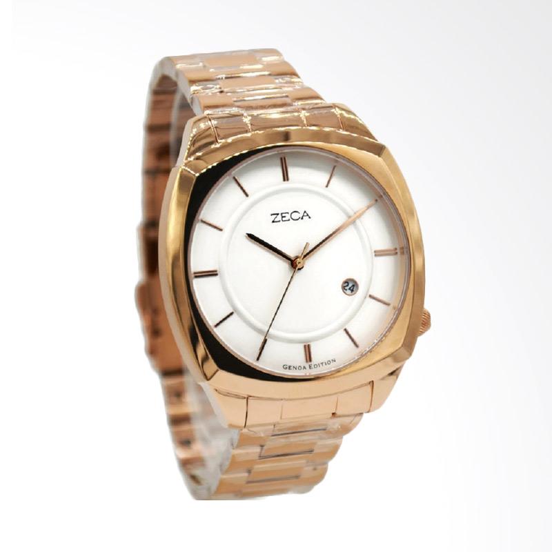 Zeca Stainless Steel Jam tangan Pria - Rosegold Plat Putih 2008M.H.D.FRG1