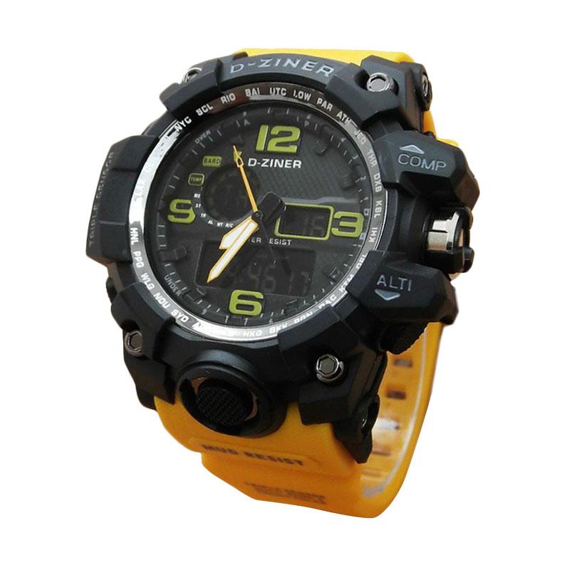 D-Ziner Dz0533 Dual Time Jam Tangan Pria - Kuning Hitam water proof
