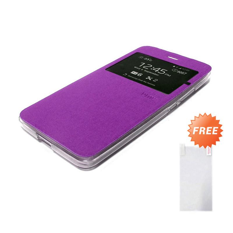 Jual Ume Flip Cover Casing for Xiaomi Redmi Note 3 - Ungu + Free Tempered Glass