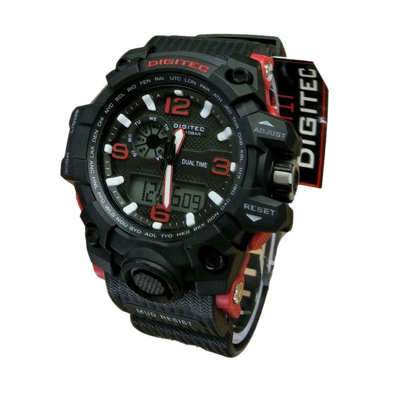 Digitec DG 0393 Dual Time Jam Tangan Sport Pria - Black Red