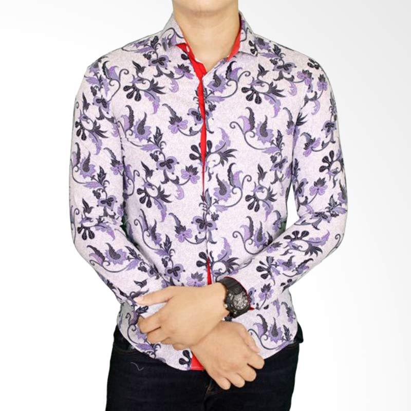 Gudang Fashion BAT 876 Batik Pria Slim Panjang Katun - Purple