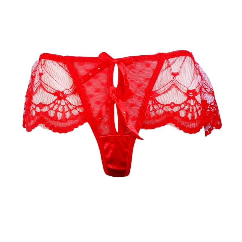 Jakarta Lingerie JLG067C G-string Lovely Open Crotch Pakaian Dalam Wanita - Red