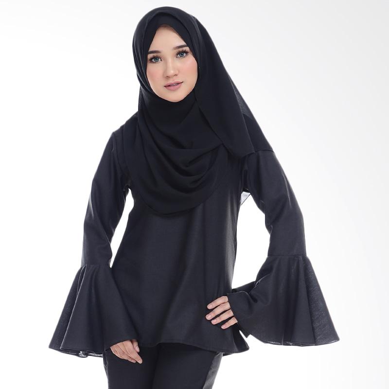Cotton Bee Qaaida Bell Sleeves Blouse Atasan Wanita - Pitch Black