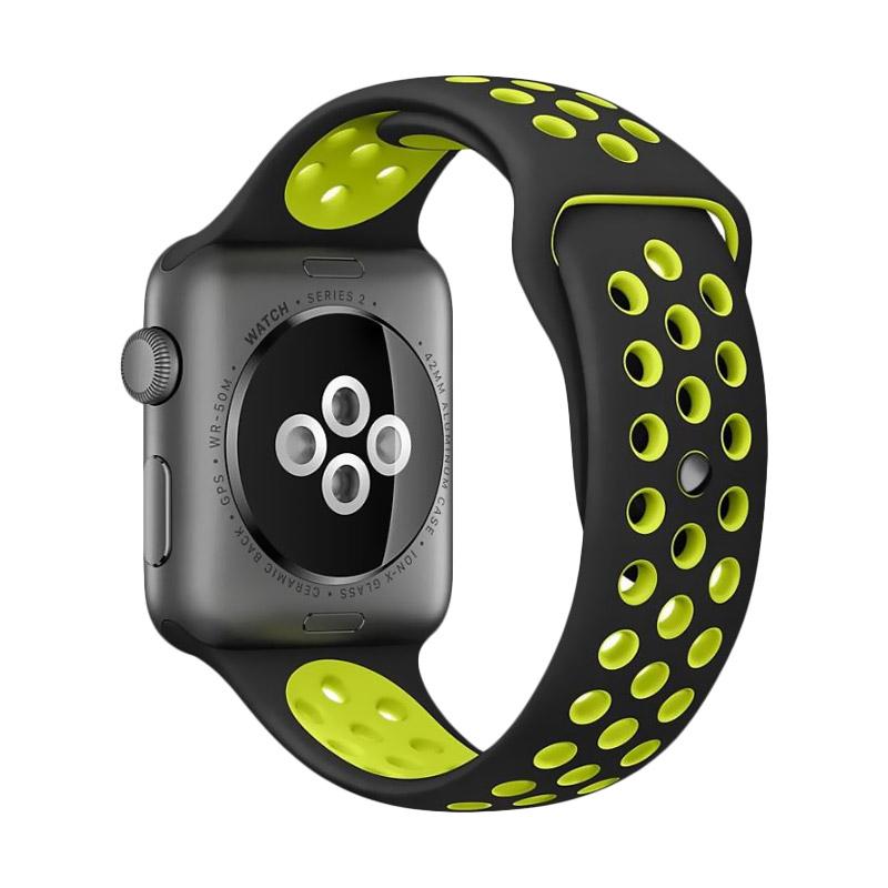 Wakaka Nike Style Strap Band for Apple Watch 42mm 44mm Hitam Kuning