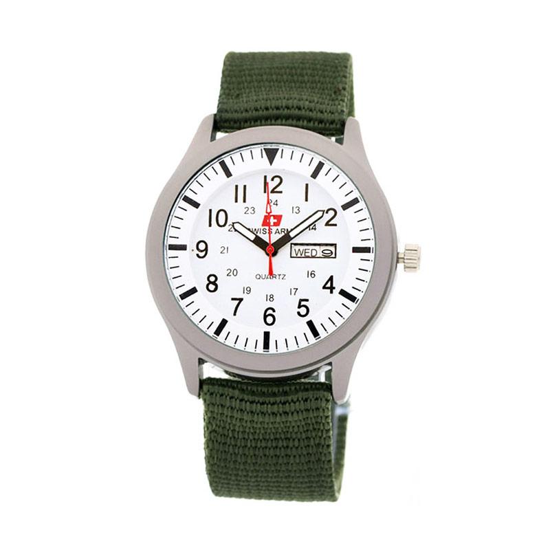 Swiss Army 7826 Man Kanvas Strap Jam Tangan Pria - Hijau Army