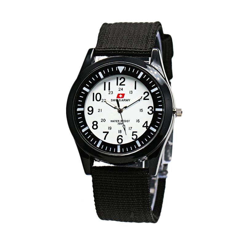 Swiss Army 0025 Strap Kanvas Jam Tangan Wanita - Hitam Putih