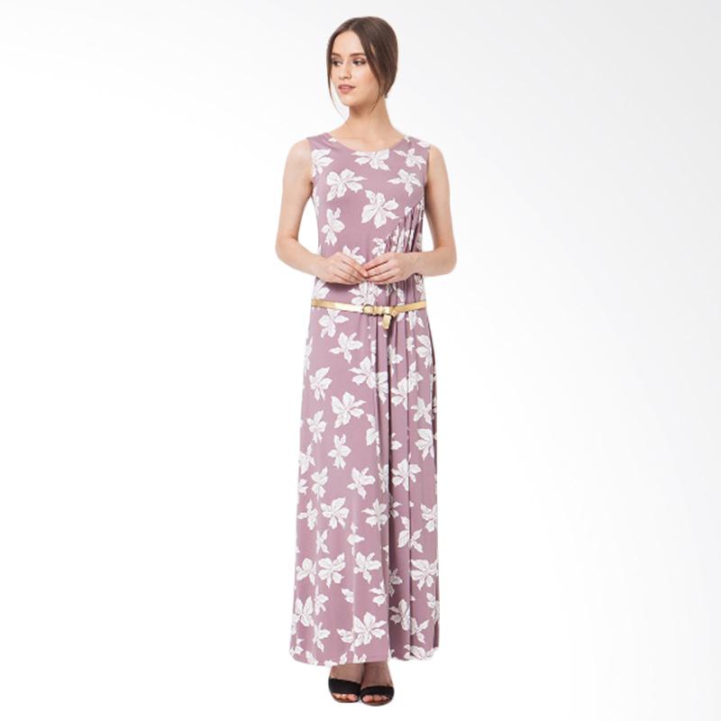 Duapola Flower Pastel Loss Maxi Dress - Semua Ukuran Purple