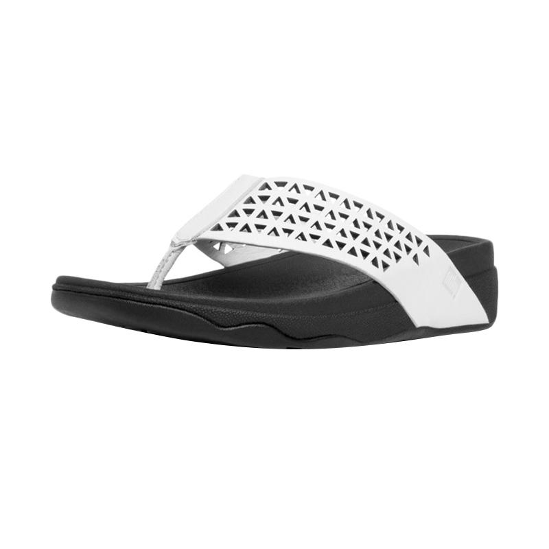 Fitflop Leather Lattice Surfa Womens Slippers - Urban White
