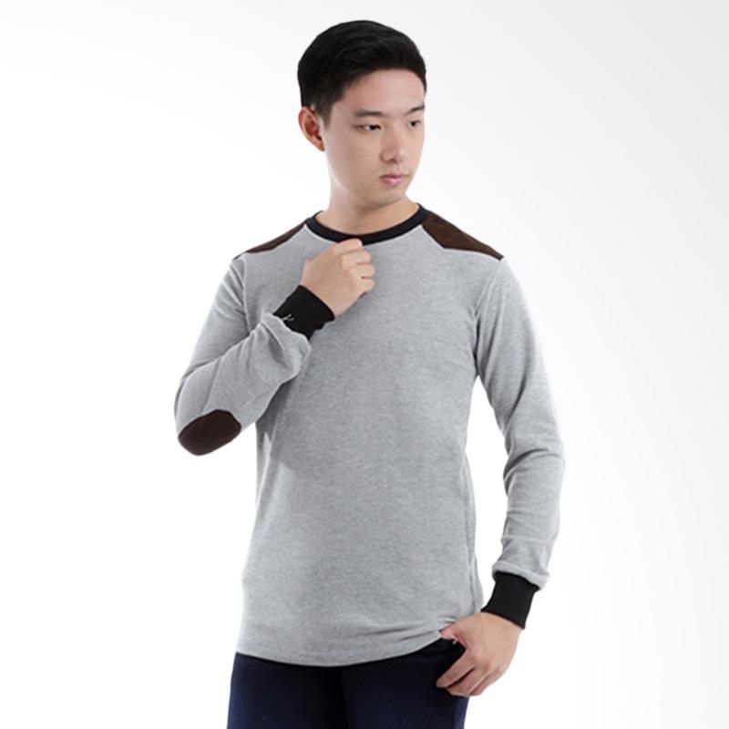 Elfs Shop Terry Pundak Siku Kaos Lengan Panjang Pria - Abu Muda Extra diskon 7%
