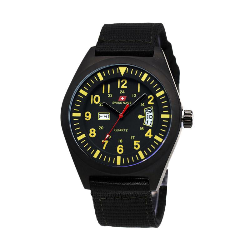 Swiss Navy 8910 Strap Canvass Jam Tangan Pria - Hitam Kuning