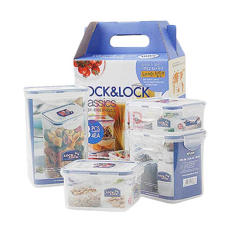 Jual Lock Lock Gift Set Plastic Food Container With Color Box 4 Pcs Online Desember 2020 Blibli