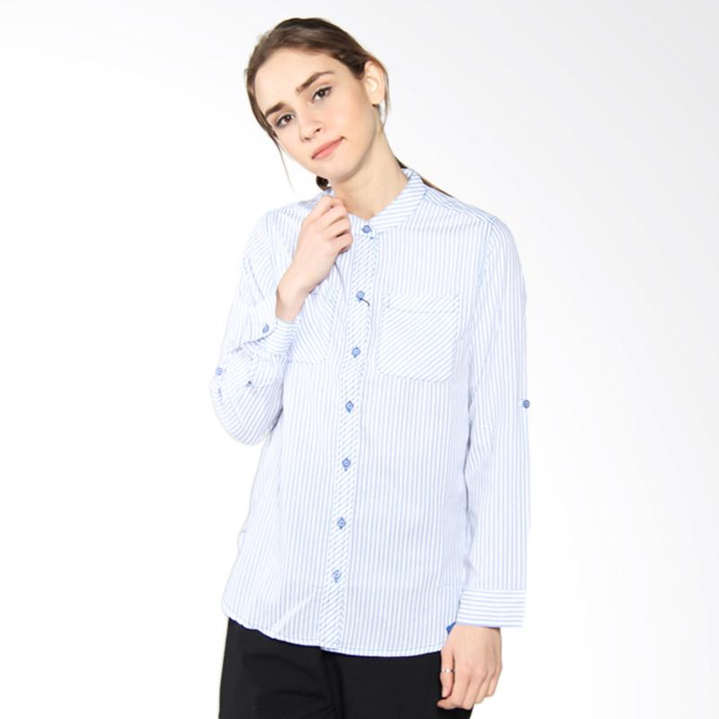 LGS Ladies Slim Fit LSH-382-O1256L-489-C L-S Long Sleeve Ladies Shirt - Blue