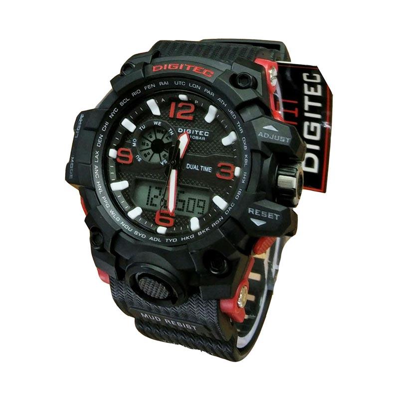 Digitec DG2093 Sporty Dual Time Jam Tangan Pria - Black Red