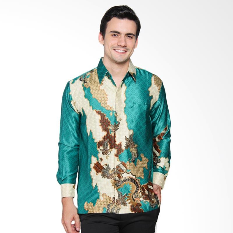 Batik Waskito KB 61238 Long Sleeve Silk Shirt Batik Pria - Green