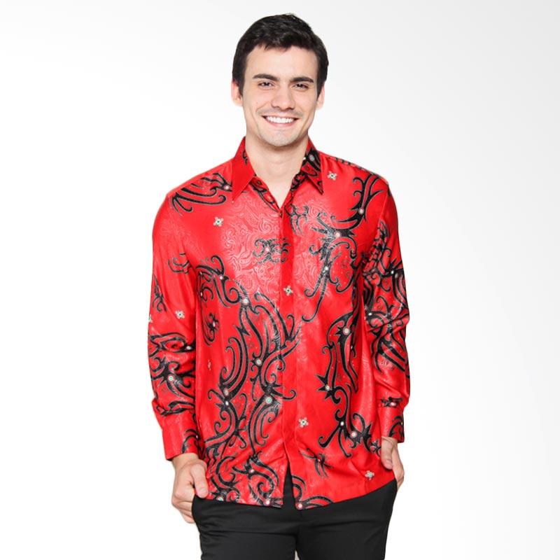 Batik Waskito KB LE 61775 Long Sleeve Silk Shirt Batik Pria - Red