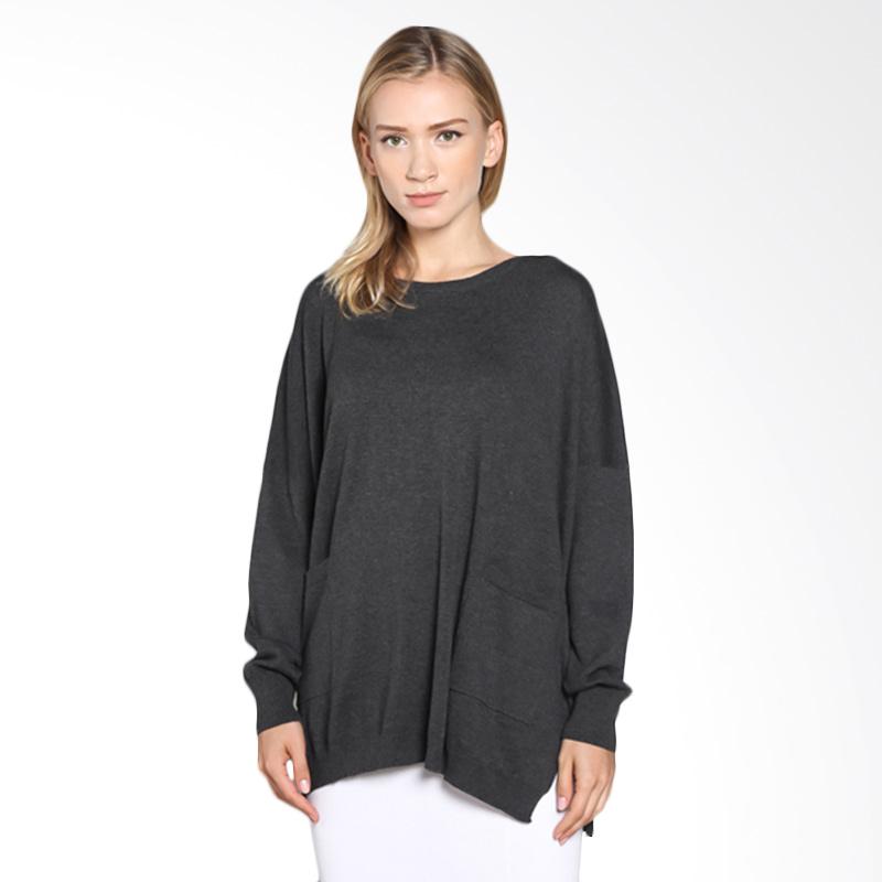 Noir Sur Blanc Liam knitwear m81 poncho sweater Wanita - Grey