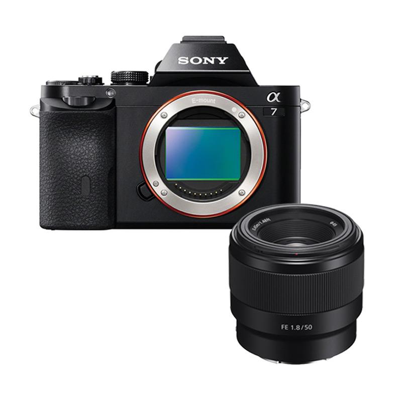 Sony Alpha A7 Body Only Kamera Mirrorless - Black + SEL FE 50mm F1,8
