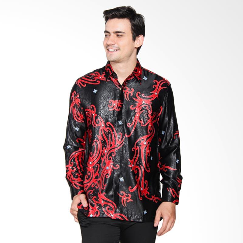 Batik Waskito KB LE 61775 Long Sleeve Silk Shirt Batik Pria - Black