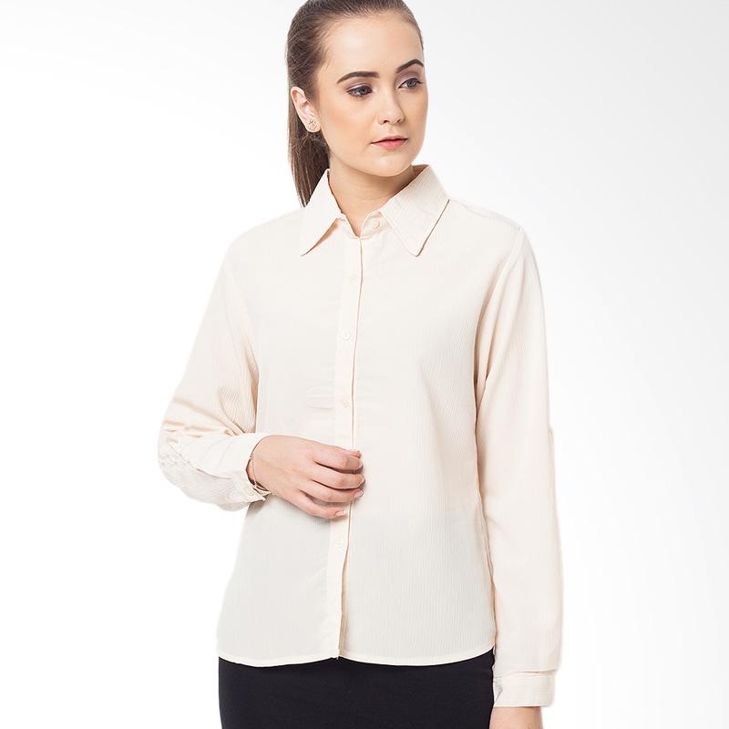 Duapola Textured Basic Long Sleeves Shirts Wanita - Cream