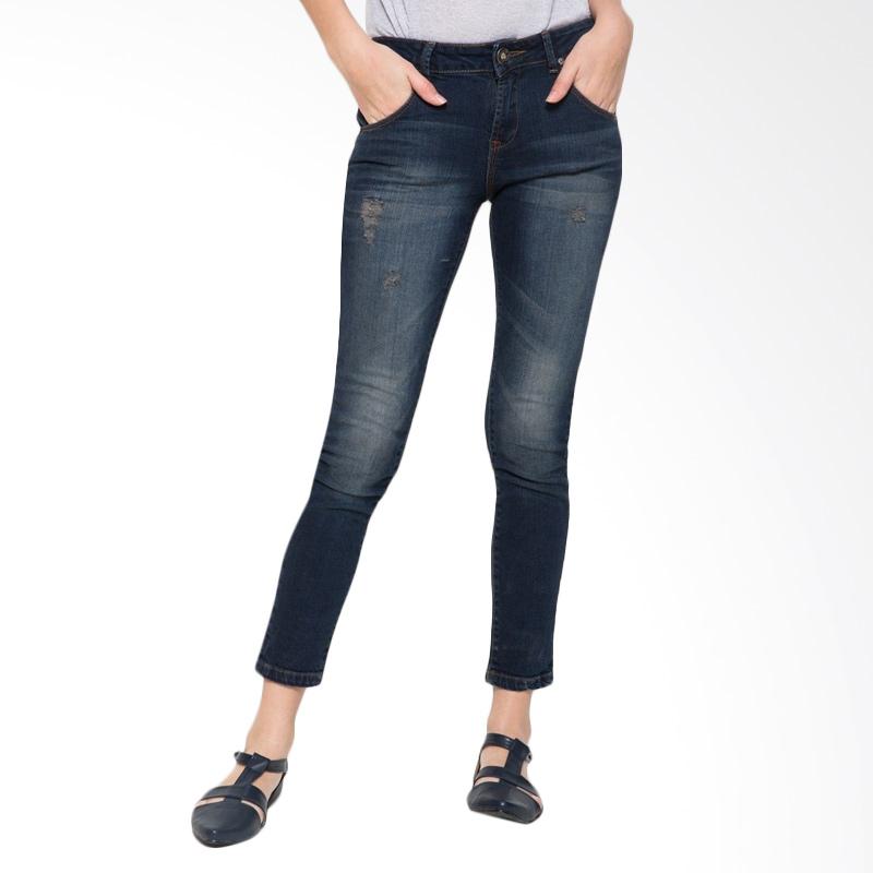People's Denim Women's Elvida Ripped Jeans Celana Wanita - Biru