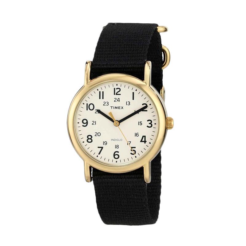 Timex Weekender Small Nylon Slip Thru Jam Tangan Wanita - Gold Black