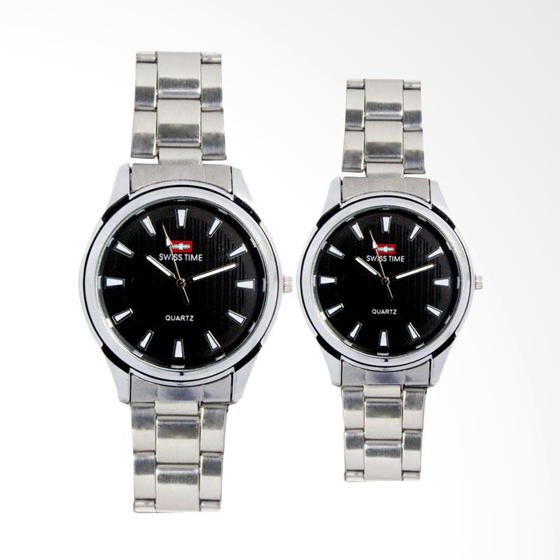 Swiss Time FIN-258 CP Jam Tangan Couple Pria dan Wanita Analog - Black