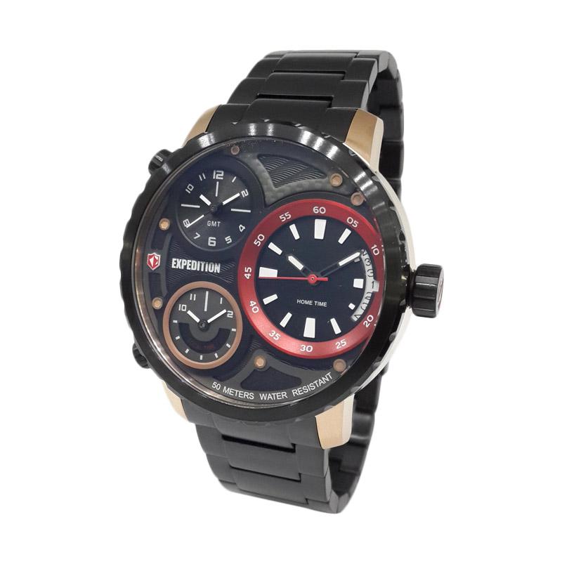 Expedition 6718MTBBRBA Triple Time Jam Tangan Pria Black Rose Gold