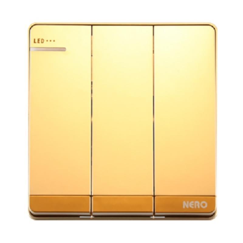 Jual Nero Decora Q71631D-G Saklar Listrik - Gold [3 Gang 1 Way Switch