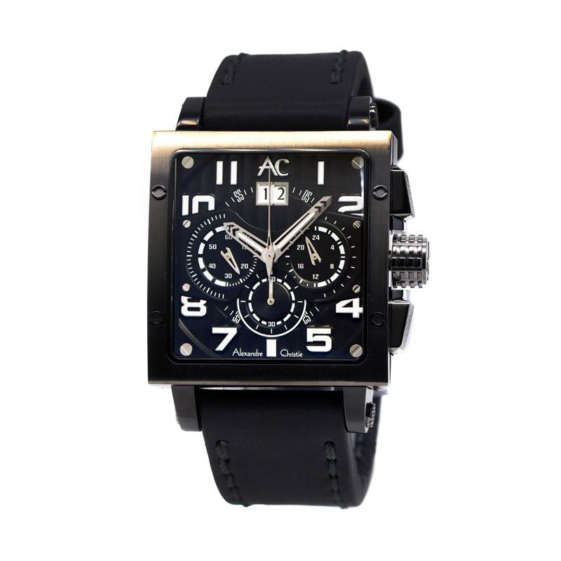 Alexandre Christie Tali Kulit 6195 Jam Tangan Pria - Full Black