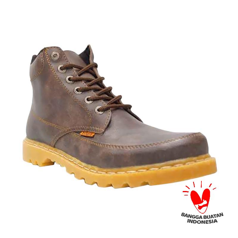 Dr.Faris Footwear 401 SCC Leather Boots Sepatu Pria - Coffee