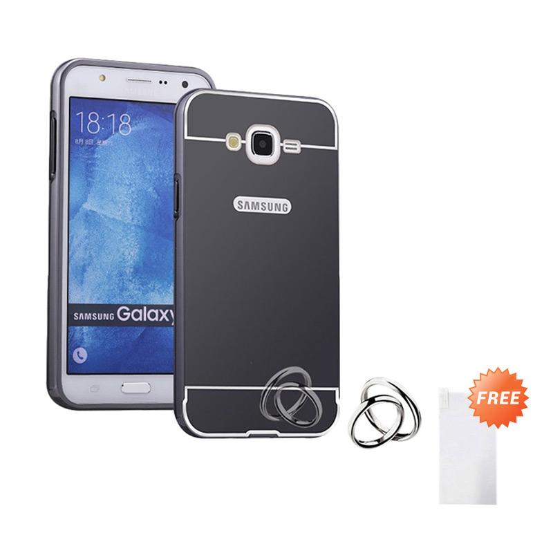 harga Jagostu Bumper Mirror Casing for Samsung Galaxy J5 2015 - Black + Free Tempered Glass