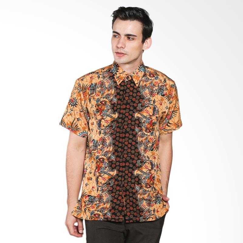 Batik Waskito Short Sleeve Silk Shirt HB 10549 Batik Pria - Brown