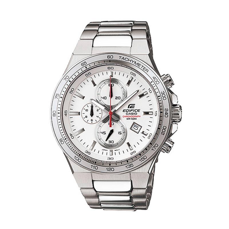 CASIO Edifice EF-546D-7A Chronograph Tachymeter Jam Tangan Pria - Silver White