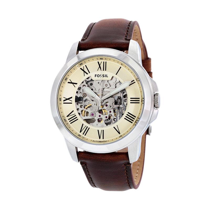 Fossil ME3099 Grant Automatic Skeleton Dial Jam Tangan Pria - Brown