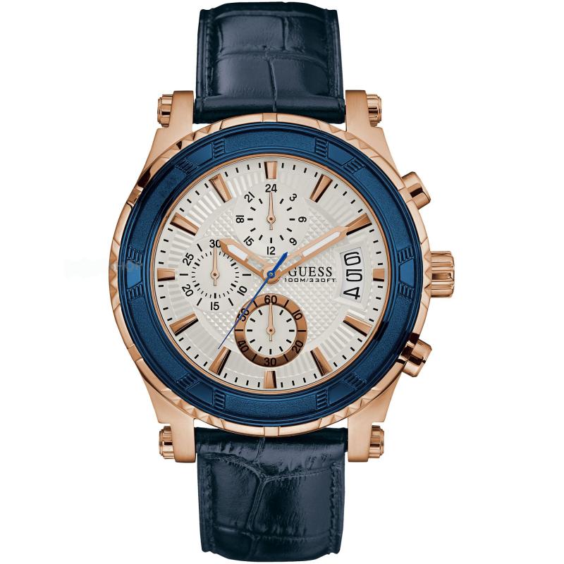 Guess Pinnacle Jam Tangan Pria - Blue Rose Gold W0673G6