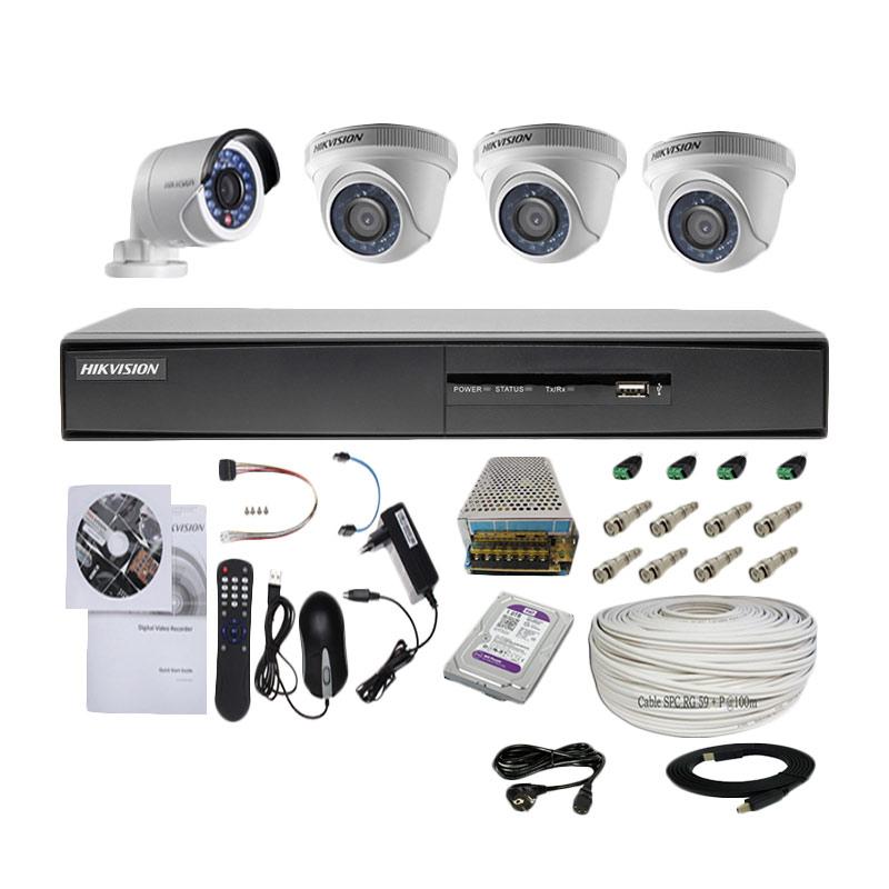 Hikvision 4 Camera Turbo HD Paket Kamera CCTV 3 Indoor 1 Outdoor 2.0 MP