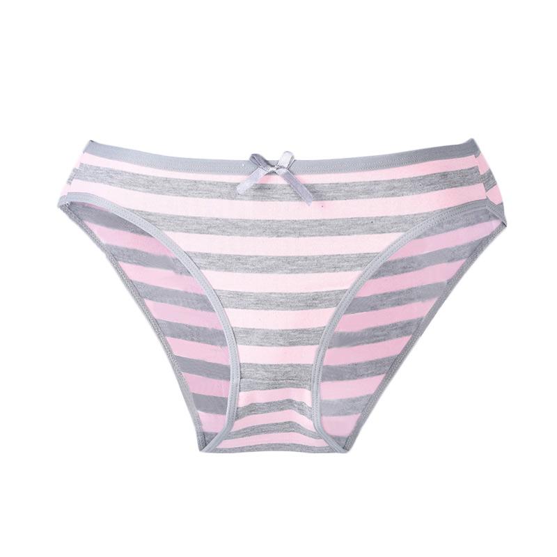 Quinn QN-1-05-16-86861 Panties Stripe Ribbon Ties Celana Dalam Wanita - Pink Grey