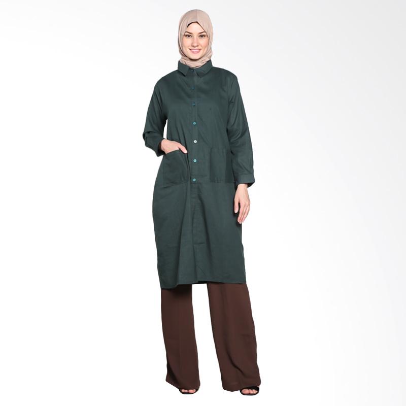 Chick Shop Simple Plain Long Shirt CO-52-03-Ht Tunik Muslim - Dark Green