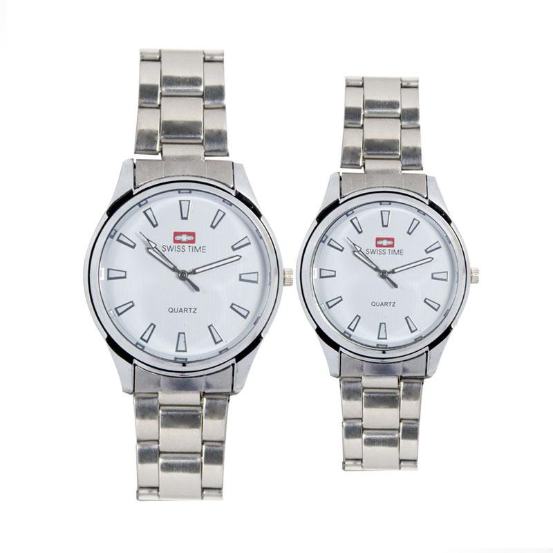 Swiss Time FIN-258 CP Jam Tangan Couple Pria dan Wanita Analog - White