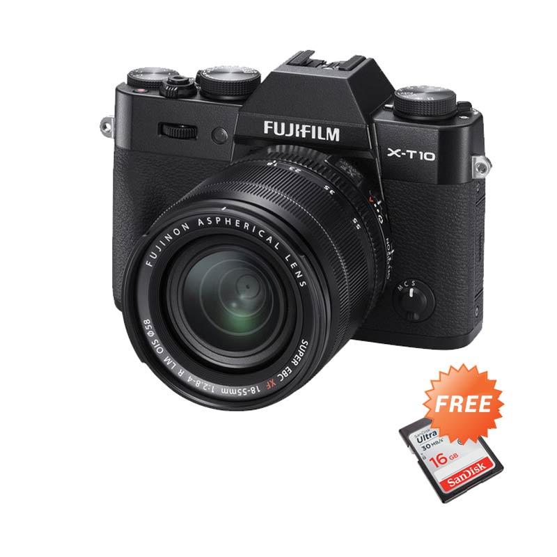 Fujifilm X-T10 Mirrorless Digital Camera with 18-55mm Lens - Black + Free SD 16GB