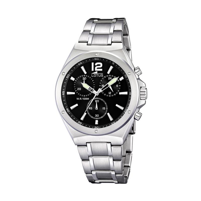 Lotus Men's Chronograph Watch Jam Tangan Pria LOT L10118/6 - Black Silver