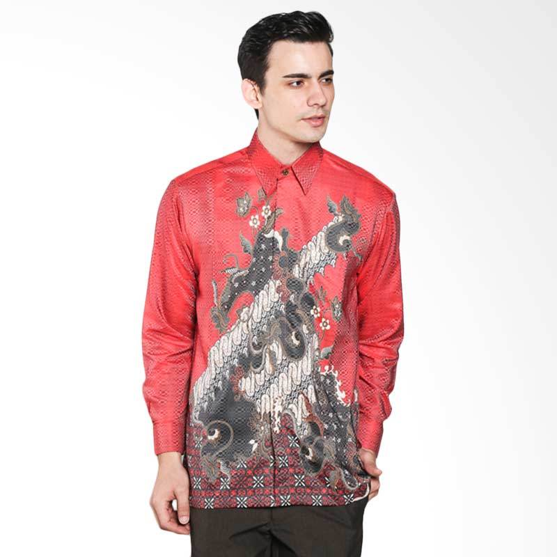 Batik Waskito KB LE 18190 Dobby Hologram Silk Long Sleeve Shirt - Red