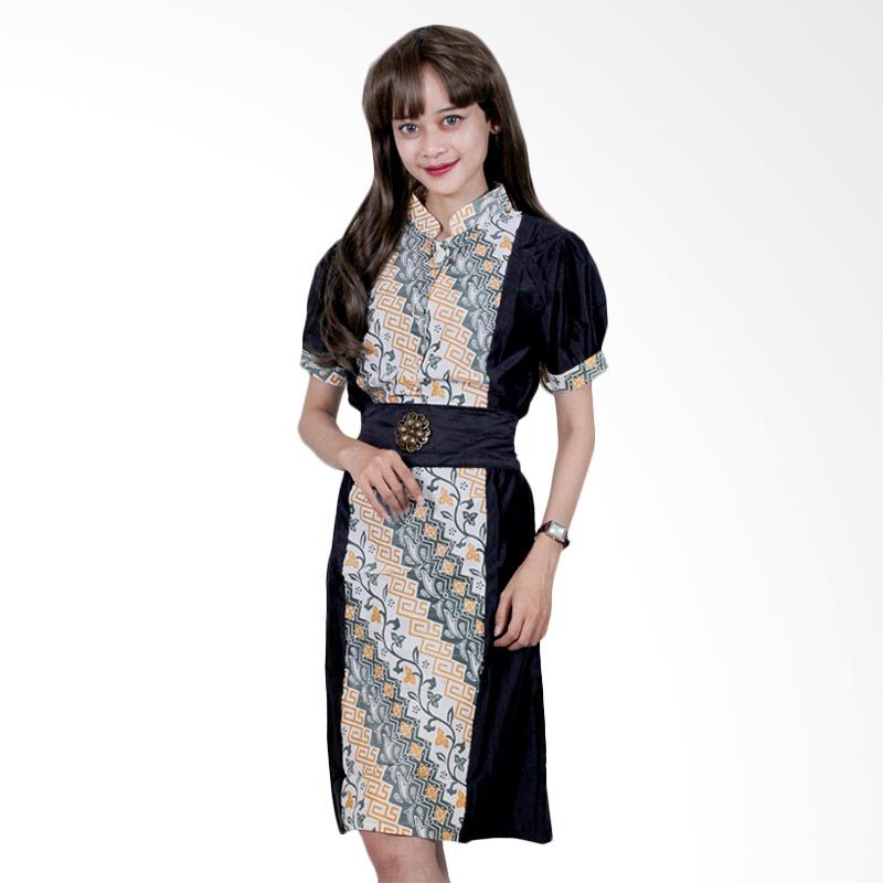 Batik Putri Ayu Solo D83 Katun dan velvet Dress Wanita - Hitam