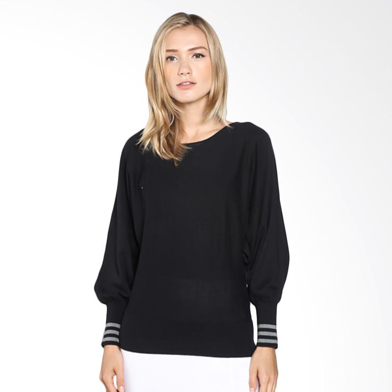 Noir Sur Blanc SG 03 long sleeve oneck knitwear Sweater - Black